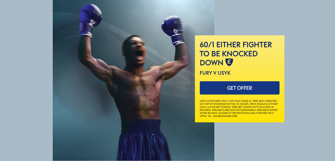 Sky Bet Welcomer offer - Get 60/1 On Either Fighter To Be Knocked Down In Fury vs Usyk